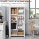 Buffet de cuisine armoire de cuisine meuble vitrine 7 étagères dont 3 étagères en verre 76 x 36 x 160 cm blanc