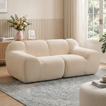 Canapé 2 Places en Chenille, Canapé de Salon 174cm, Assise et Accoudoirs Larges Rembourrés, Entièrement Compressé, Beige