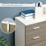 Commode meuble de rangement style contemporain 4 tiroirs 76 x 35 x 72 cm blanc et gris