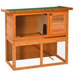 Clapier à lapin cage à lapin 2 étages plateau coulissant rampe et toit ouvrant 90L x 45l x 80H cm