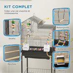 Cage à oiseaux sur roues 46 x 36 x 120 cm 2 mangeoires 2 perchoirs étagère cage pour perruche calopsitte conure pinson canaris