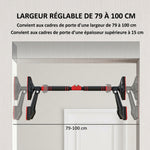 Sbarra per trazioni regolabile da 78 a 120 cm, sbarra per porta con livella integrata, struttura triangolare, fino a 225 kg, nero