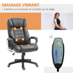 Fauteuil de bureau massant  fauteuil bureau ergonomique grand confort hauteur réglable fonction dossier à bascule revêtement synthétique brun