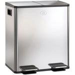 Poubelle de cuisine double, 2 x 20L, 2 couvercles à fermeture douce, seaux intérieurs amovibles et poignées