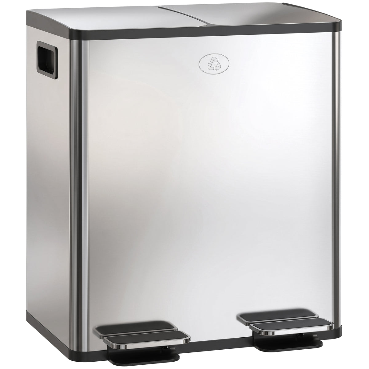 Poubelle de cuisine double, 2 x 20L, 2 couvercles à fermeture douce, seaux intérieurs amovibles et poignées