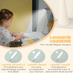 Ensemble chaise et bureau pour enfants avec lampe LED hauteur réglable plateau incliné support de lecture gris