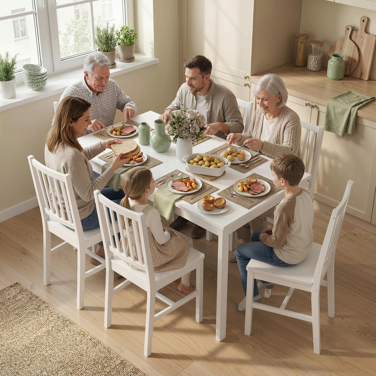 Table à manger extensible 80-120 cm pour 4 à 6 personnes, table de cuisine avec extension coulissante, blanc