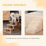 Escalier pour chien à 4 marches escalier pour chat échelle antidérapante housse amovible et lavable 60 x 35 x 44cm beige