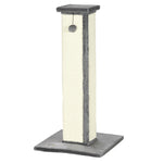 Griffoir pour chat poteau griffoir chat en sisal et peluche, boule suspendue base stable 41 x 41 x 81 cm gris et crème