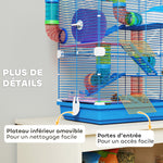 Cage pour hamster rongeur 4 étages avec tunnels mangeoire roue maison échelles 46 x 30 x 58 cm bleu
