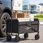 Carro de jardín carro de transporte con ruedas con mango ajustable, con bolsas de transporte 64 x 40 x 60-84 cm negro