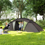 Tente de camping familiale pour 4-6 personnes, tente tunnel imperméable 3000 mm avec 2 portes, sac de transport, noir