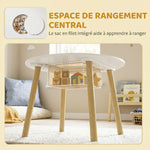 Table enfant avec chaise, ensemble table et 2 chaises en bois avec sac de rangement pour dessiner, jouer, étudier, blanc