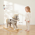 Cheval à bascule pour enfants, jouet à bascule bébé en tissu effet lin avec effets sonores et poignées de sécurité, gris