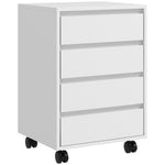 Caisson de bureau rangement bureau sur roulettes 4 tiroirs coulissants en bois aspect bois blanc
