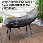 Salon de Jardin extérieur en résine tressée 2 personnes ensemble de meubles de jardin coussins de 15 cm d'épaisseur gris