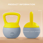 Kettlebell 10kg haltère avec poignée antidérapante pour fitness musculation cardio, gris et jaune