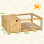 Maison enclos cage habitat pour petit animal tortues avec 2 espaces 91 x 60,5 x 32 cm bois massif jaune clair