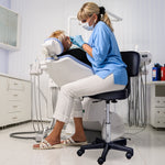 Tabouret massage a roulettes reglable en hauteur pivotant avec dossier ergonomique noir