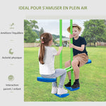 Balançoire portique pour enfant 3 en 1 avec 1 balançoire face à face et 2 sièges de balancelle, balançoire enfant extérieur cadre en A métal, hauteur réglable, charge 180kg, 3+ans, vert