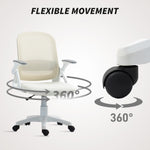 Chaise bureau ergonomique, fauteuil de bureau en maille avec accoudoirs relevables, hauteur réglable, blanc