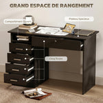 Bureau moderne avec 5 tiroirs, grand plateau, 1 compartiment ouvert, tiroir verrouillable, 110 x 50 x 76cm, noir
