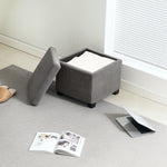 Pouf contenitore 30 L con coperchio rimovibile, pouf cubo imbottito in velluto a coste, 40 x 40 x 40 cm, grigio