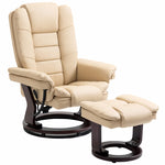 Fauteuil relax inclinable 135° grand confort pivotant 360° avec repose-pieds revêtement PU beige