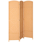 Paravent intérieur en bois 3 panneaux séparateur de pièce pliable pour salon chambre 135 x 180 cm brun clair