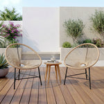 Lot de 2 Fauteuils de Jardin Acapulco Résine Tressée, Structure Triangulaire en Acier, Charge 120 kg, 72x68x81cm, Naturel