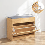 Banc chaussures entrée, banc de rangement en bambou, assise rembourrée, porte en rotin et étagère réglable, bois naturel