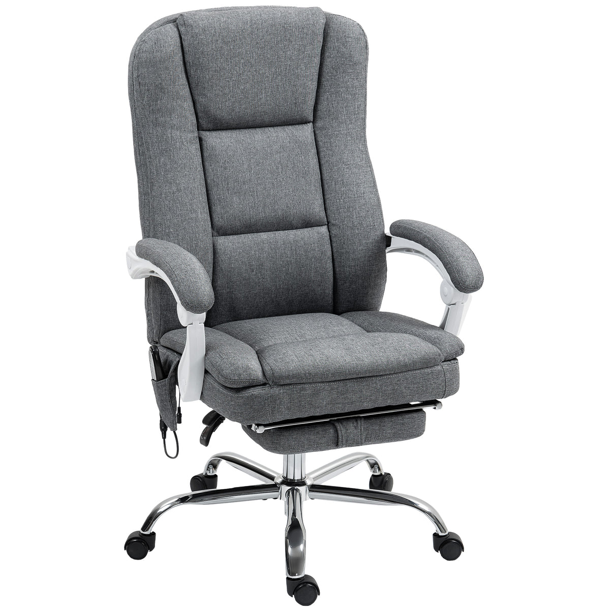Fauteuil de bureau massant et chauffant chaise de bureau avec hauteur réglable dossier inclinable 66x60x113-121cm gris