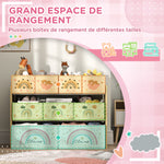 Étagère de rangement enfant étagère à 3 niveaux avec 9 boîtes en tissu non tissé 93 x 30 x 70 cm jaune-3