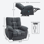 Fauteuil de massage fauteuil relax avec vibration chauffage, inclination manuelle, télécommande inclus, gris