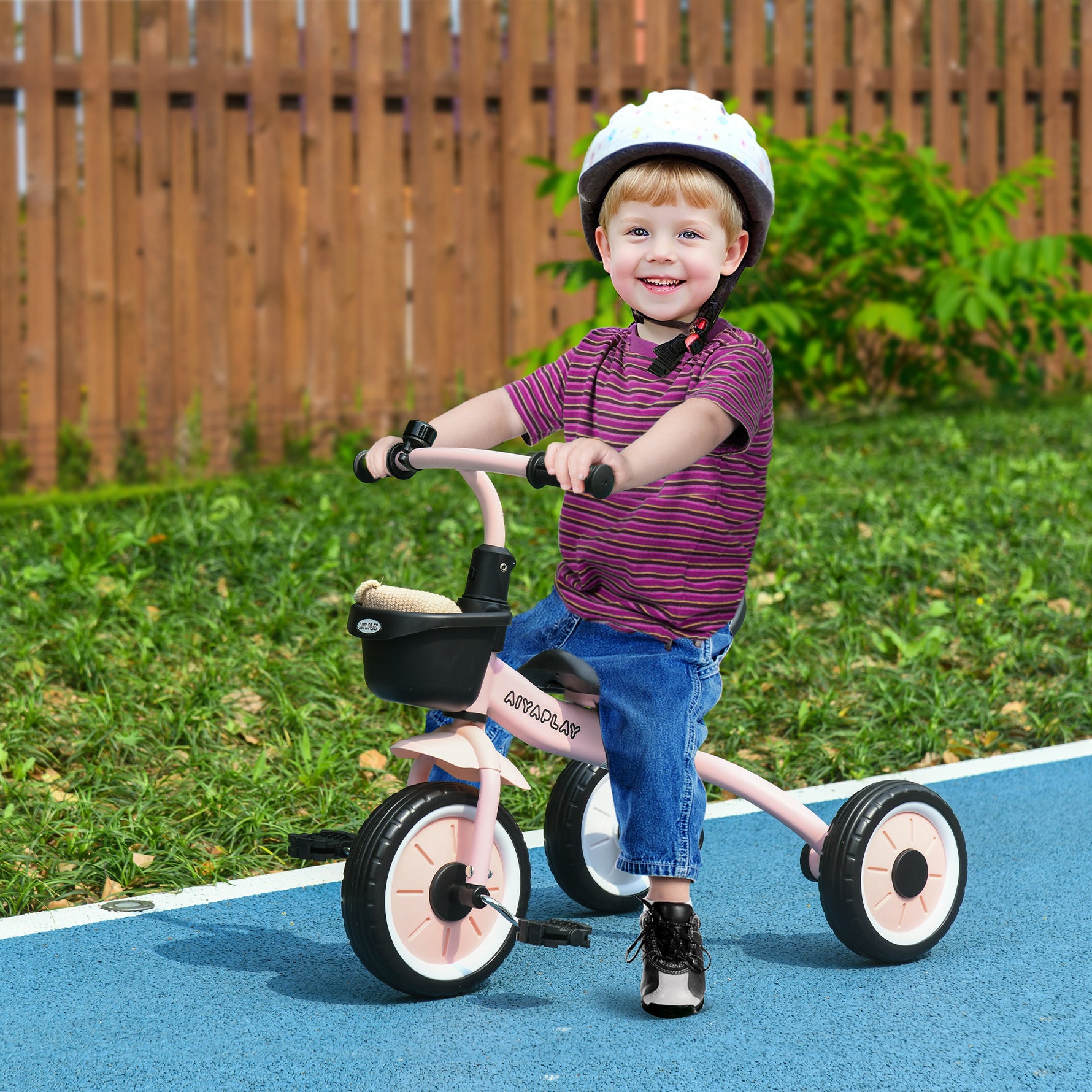 Tricycle enfants avec sonnette et panier selle réglable avec dossier - pour enfant de 2 à 5 ans rose
