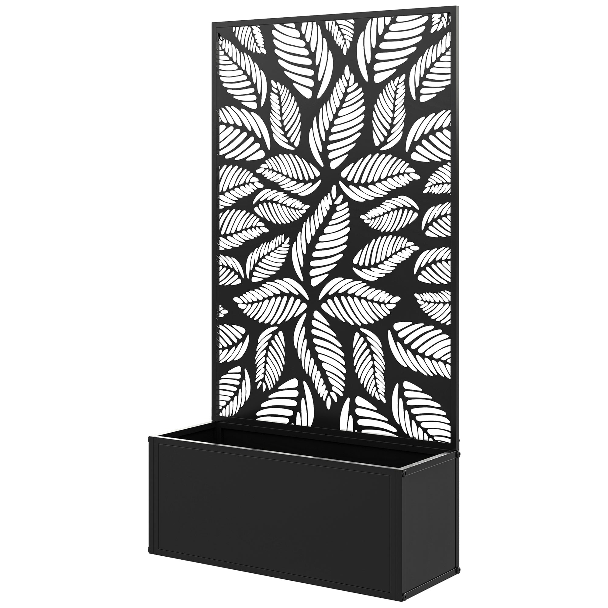 Jardinière avec treillis bac à fleurs rectangulaire grande taille panneau d'intimité métal 61 x 23 x 113 cm noir-0