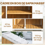 Armoire de Jardin Abri de Jardin Étanche avec Toit en Métal Double Porte pour Outils de Jardinage 105x55x179cm Naturel