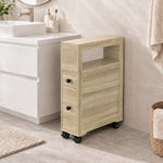 Badezimmer-Aufbewahrungsmöbel auf Rollen WC-Schrank Toilettenregal offenes Regal 2 Schubladen 16 x 52 x 71,5 cm Eiche