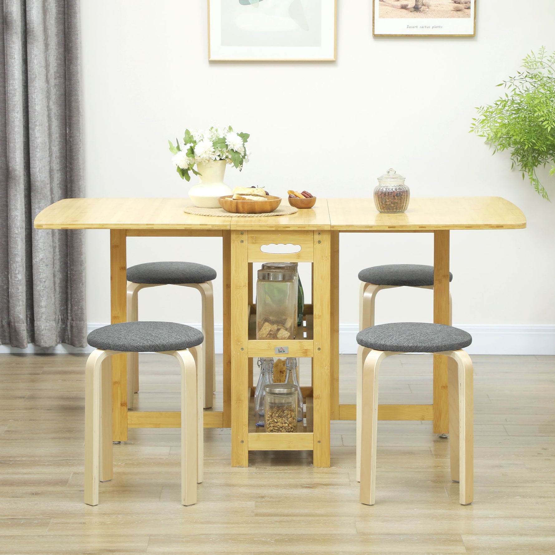 Ensemble de 4 tabourets empilables ronds sans dossier avec assise rembourrée, 40 x 40 x 45 cm, gris