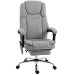Fauteuil Bureau Massant Vibrant et Chauffant, Chaise Bureau Ergonomique en Velours Imprimé, Dossier Inclinable, Gris