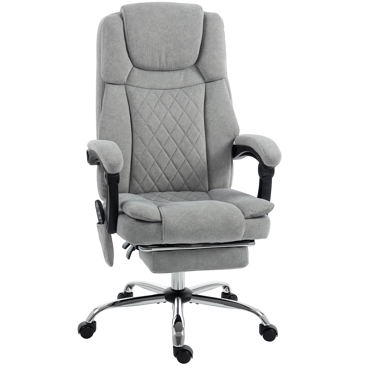 Fauteuil Bureau Massant Vibrant et Chauffant, Chaise Bureau Ergonomique en Velours Imprimé, Dossier Inclinable, Gris