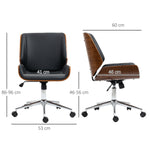 Chaise de bureau design vintage hauteur réglable pivotant 360° piètement chromé 53 x 60 x 86-96 cm gris