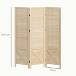 Paravent intérieur en bois 3 panneaux séparateur de pièce pliable panneau perforé 114 x 1,7 x 144,5 cm bois naturel