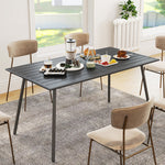 Table à manger de jardin pour 6 personnes avec plateau à lattes pour jardin, patio, terrasse, 150 x 80 x 74 cm, gris