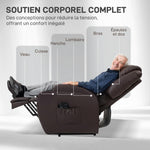 Fauteuil releveur électrique, fauteuil relax électrique, repose-pied, dossier inclinable, port USB, 83x95x107cm, marron