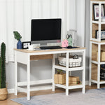 Multimedia-Computertisch, Maße 110L x 48B x 76H cm, 2 seitliche Ablagen, MDF E1, helle Eiche/Weiß