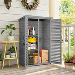 Armadio da giardino capanno per attrezzi in legno, 2 ripiani, tetto bitumato, porte a persiana, chiudibile a chiave, 75 x 50 x 118 cm, grigio