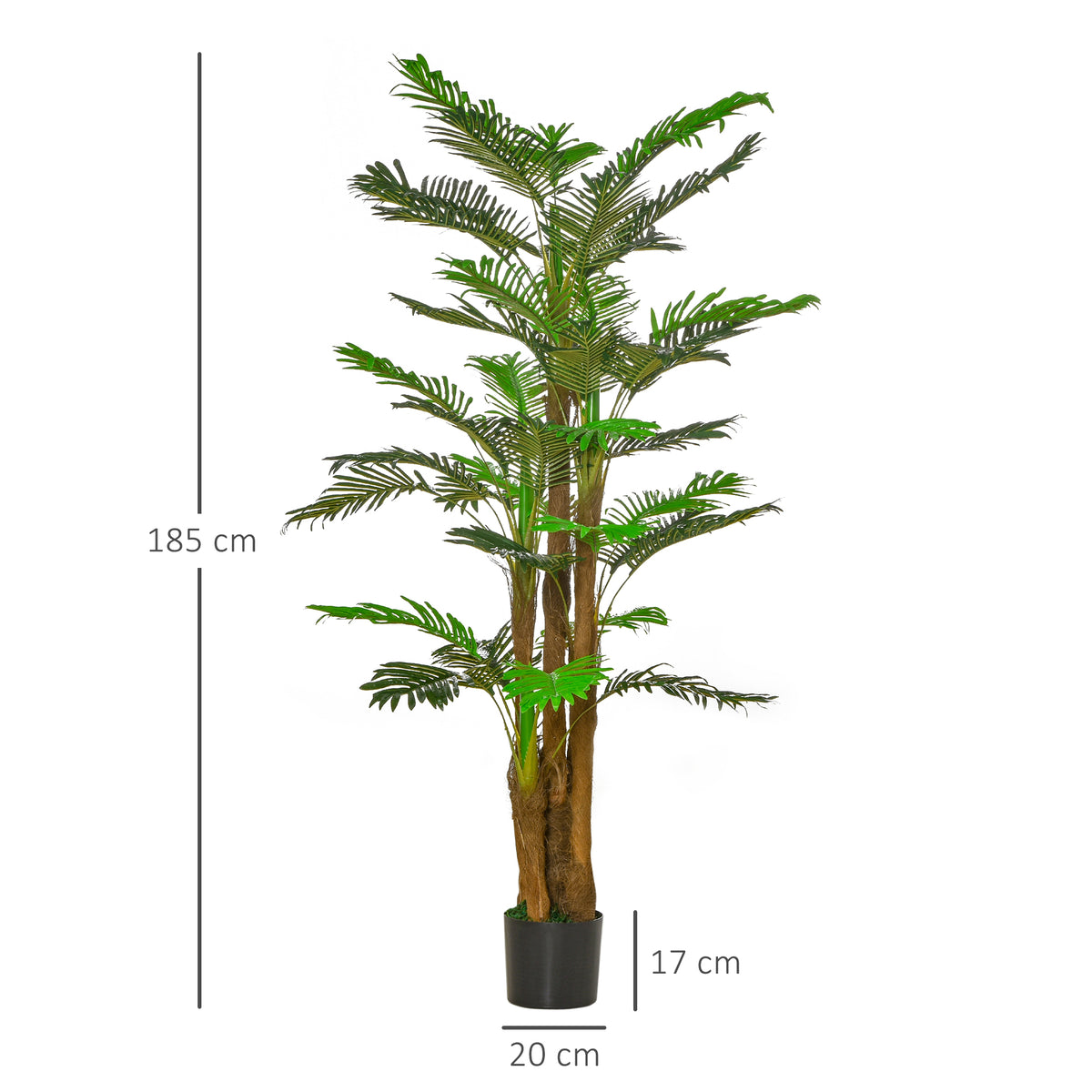Palmier Artificiel H.1,85 m Arbre Artificiel Tronc Branches Lichen Feuilles Grand réalisme Pot Inclus