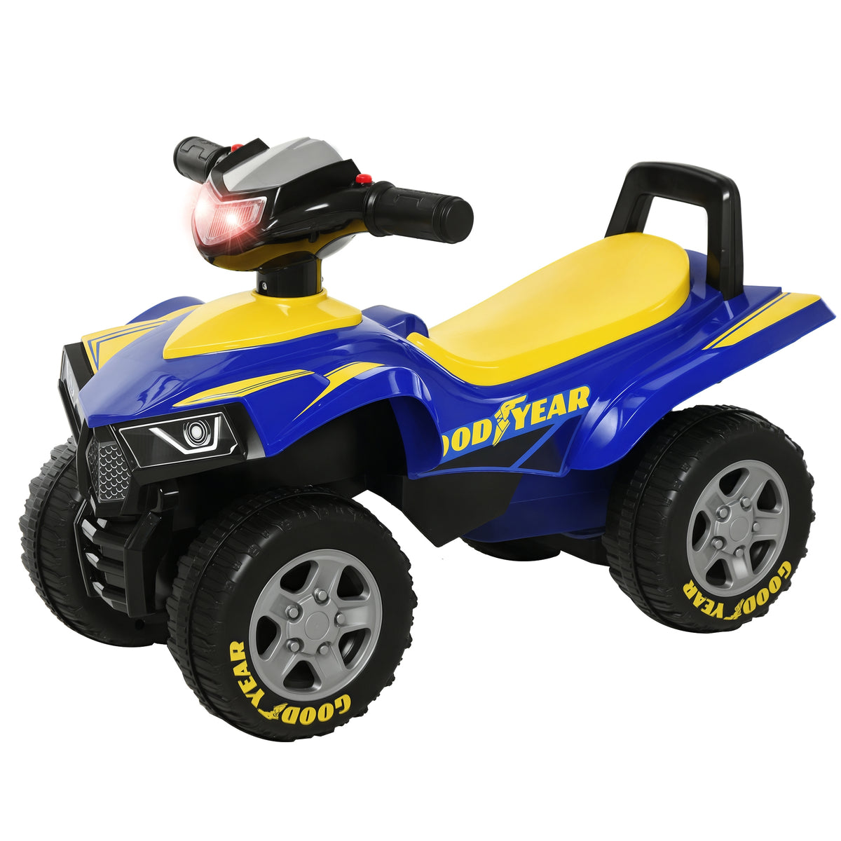 Porteur Enfants Quad 18-36 Mois dim. 60L x 31l x 42H cm Effets Lumineux et sonore Bleu Jaune