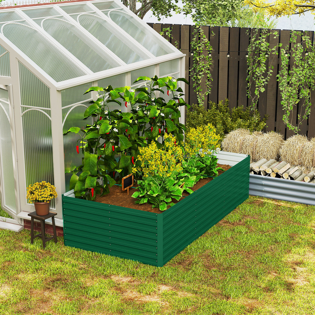 Jardinière surélevée galvanisée rectangulaire pour l'extérieur - fond ouvert - 240 x 120 x 60cm, vert